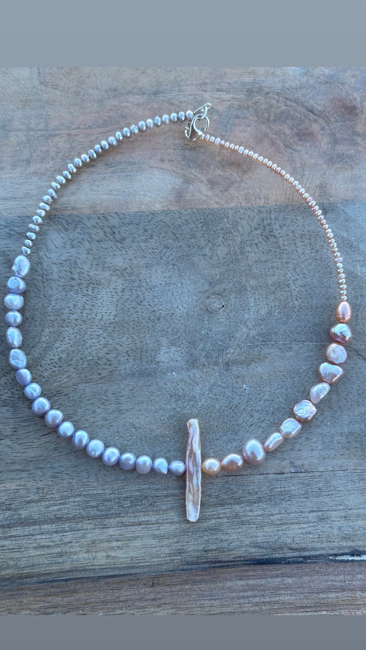 Purple Slash Pink Pearl Choker