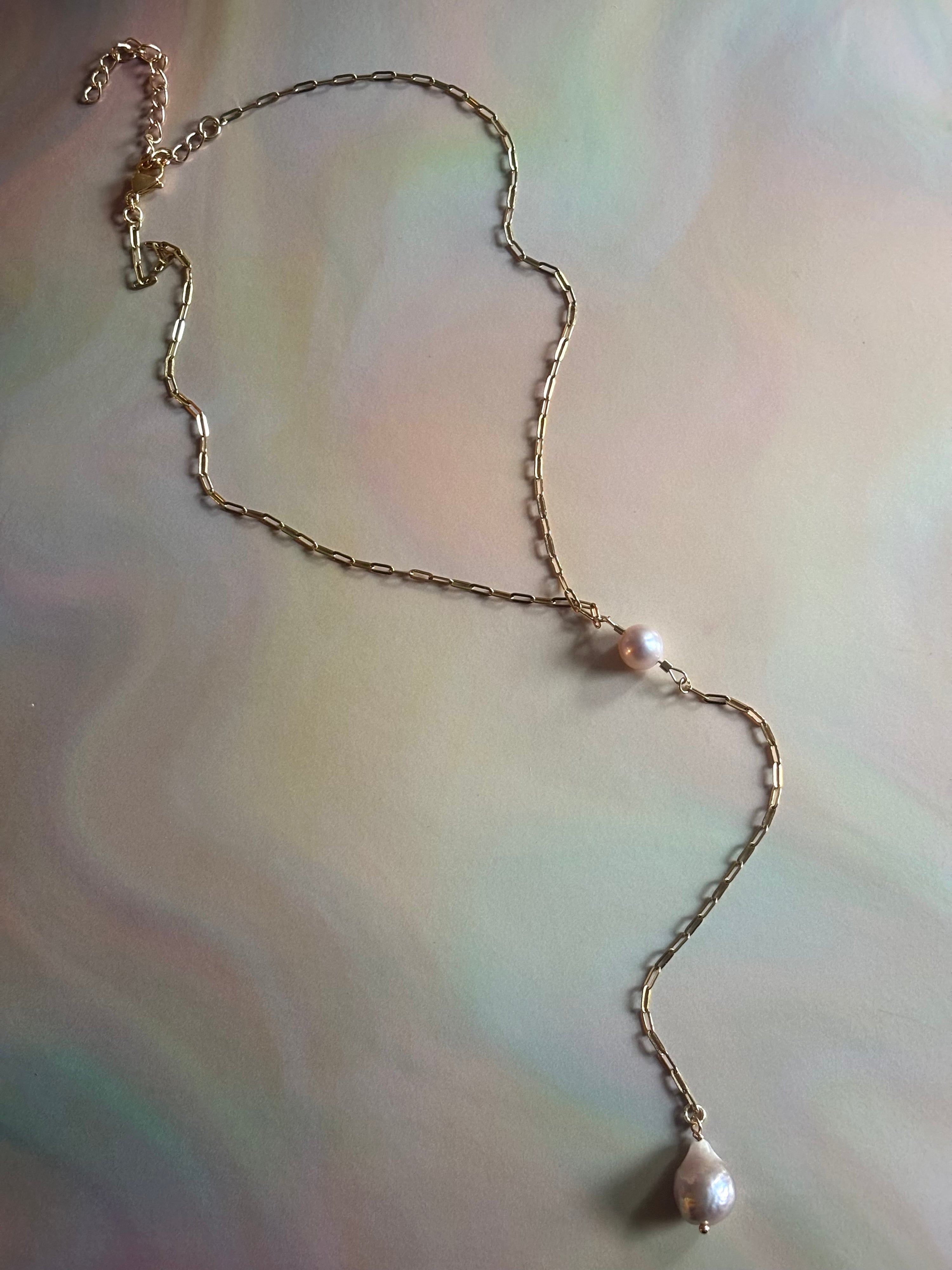 Venusian Teardrop Lariat Necklace