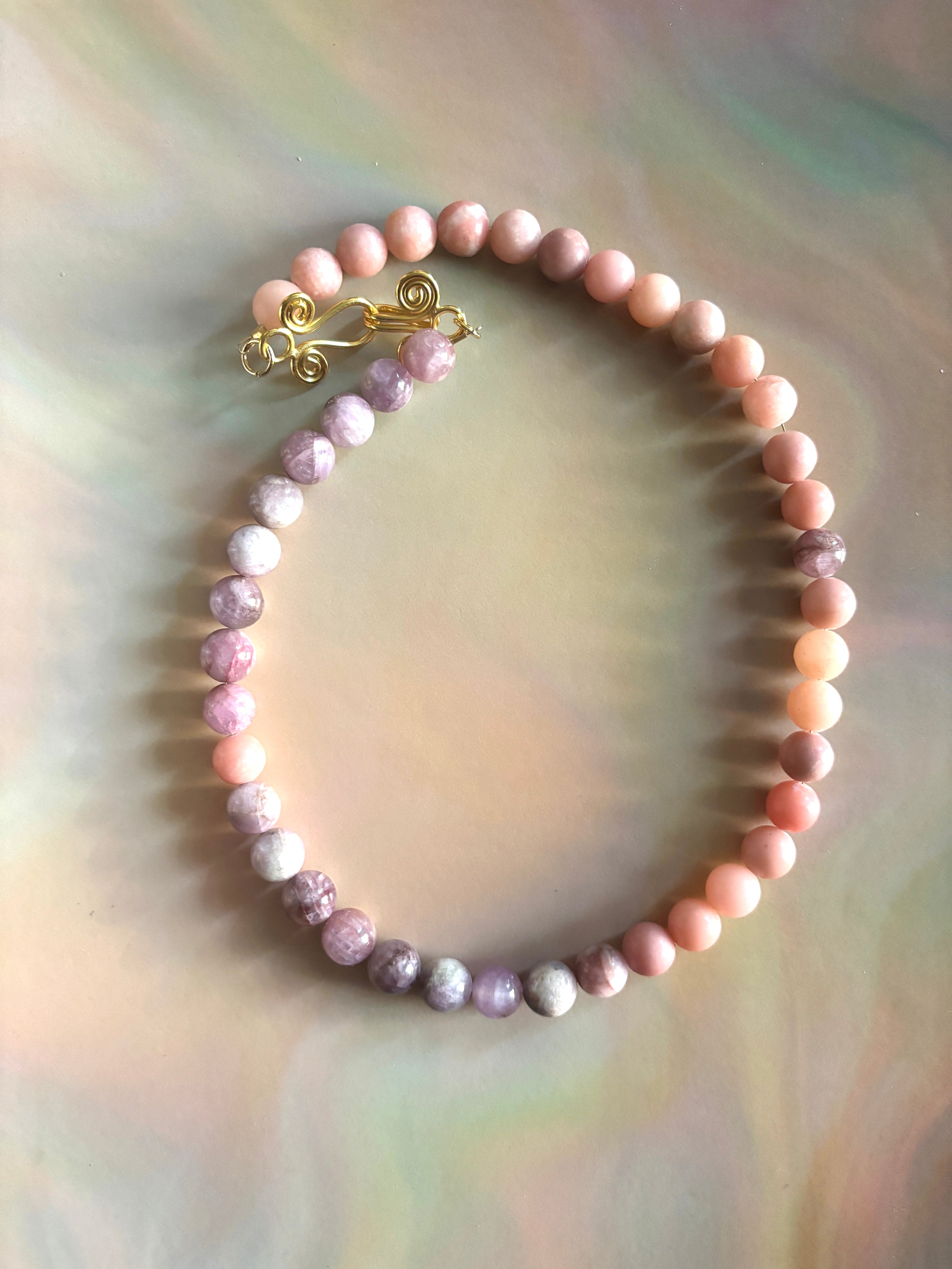 Lavender Kunzite and Pink Opal Necklace