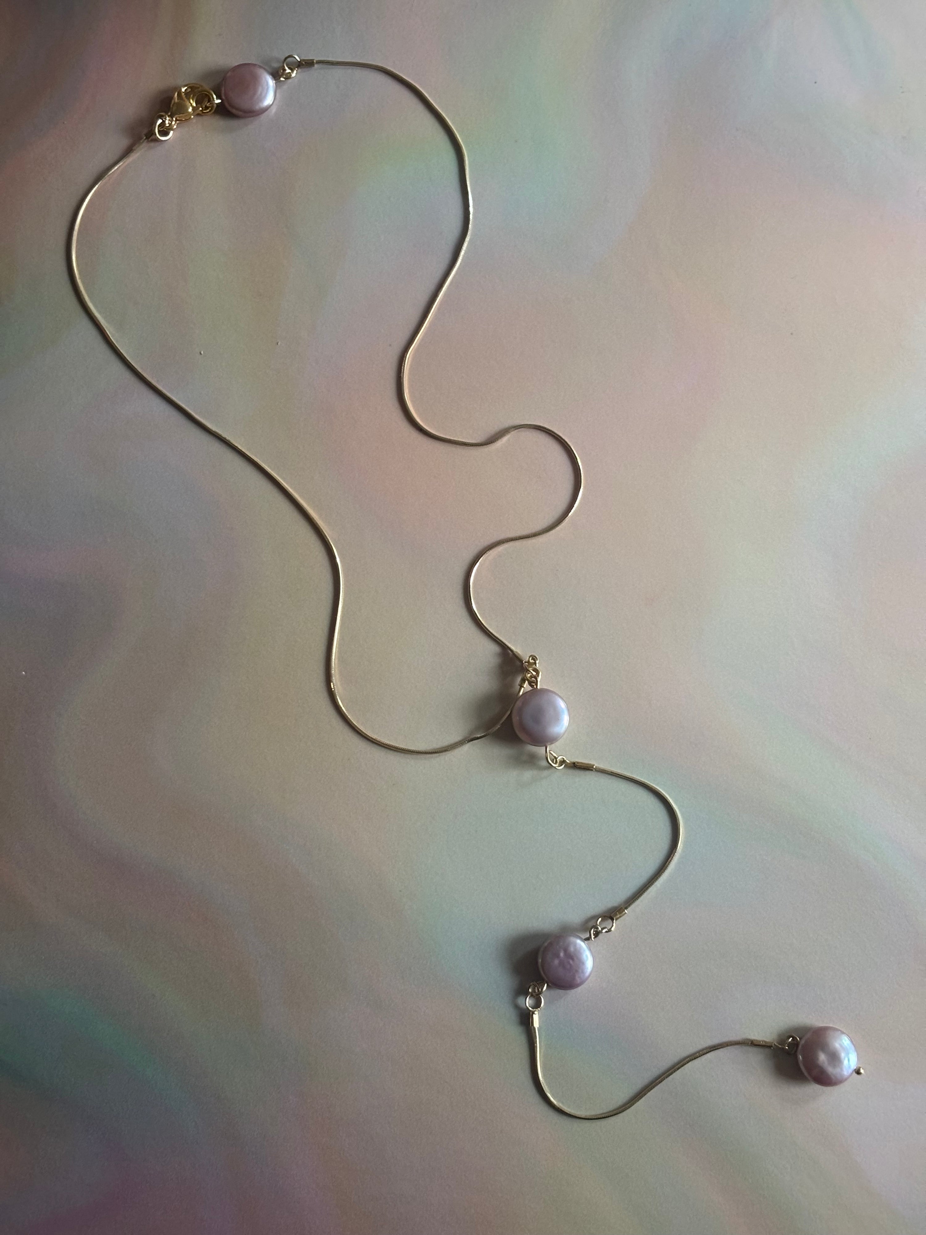 Shimmering Moons Lariat Necklace