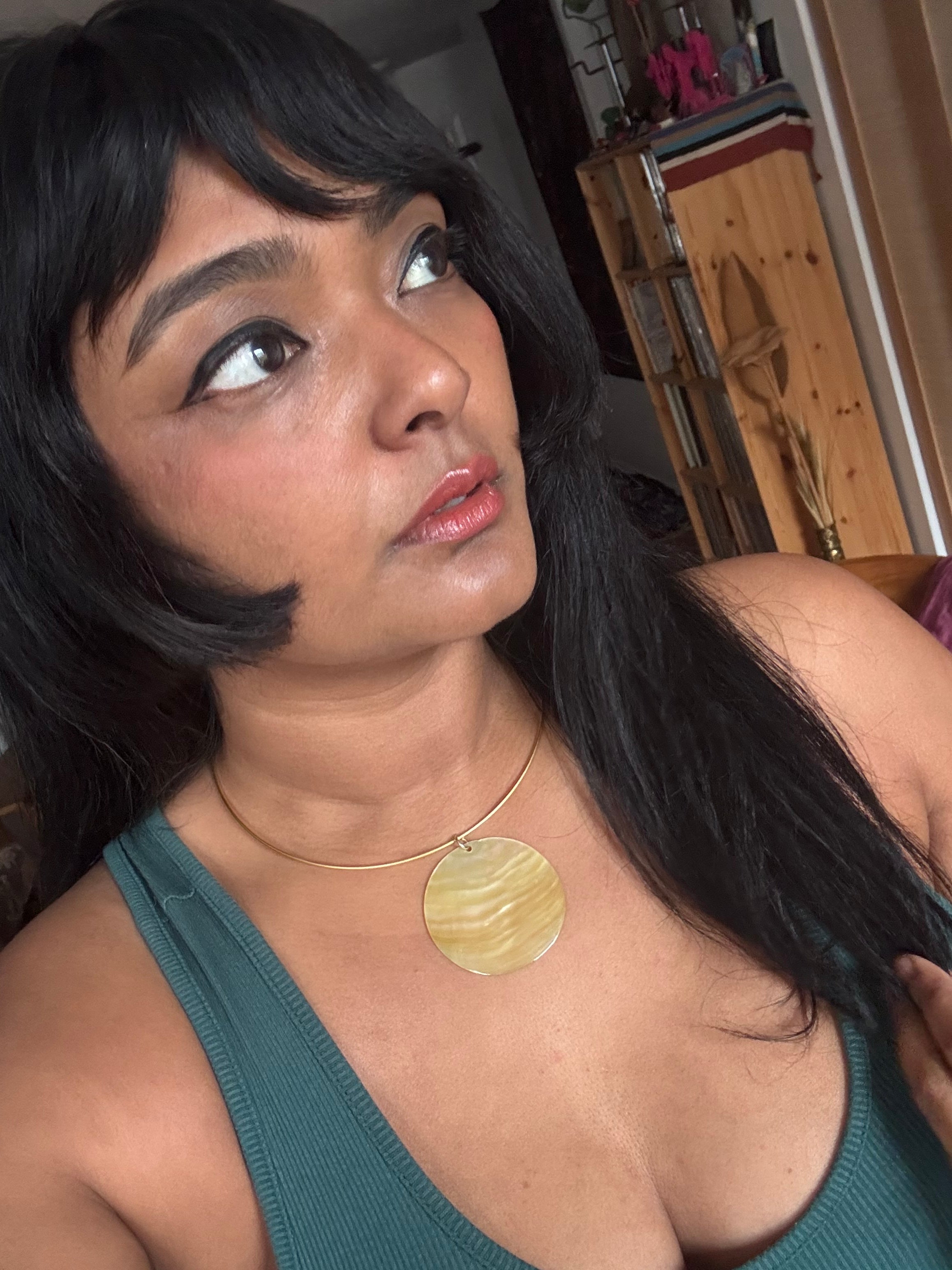 Golden Mother of Pearl Minimalist Collar necklace