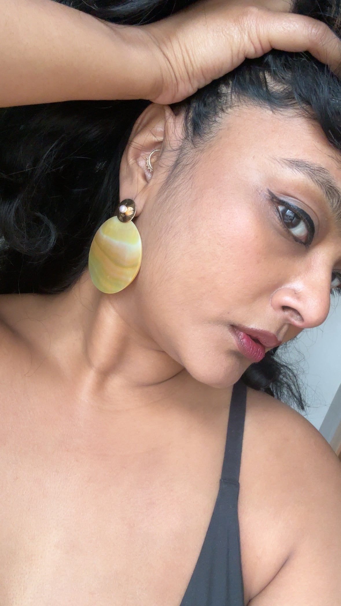 Perla Solar Drop Stud Earrings