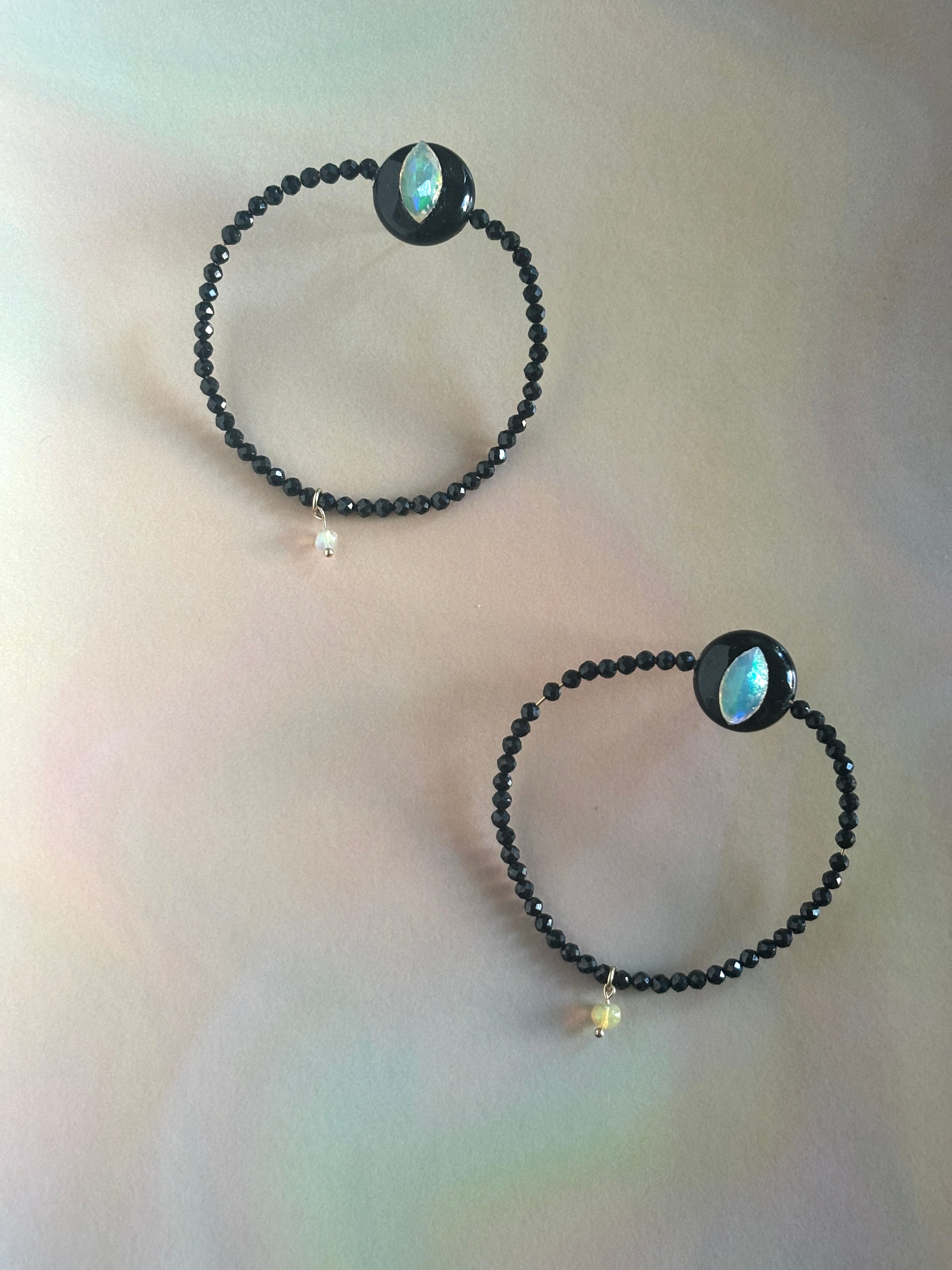 Opal and Onyx Psychedelic Eye Hoop Studs