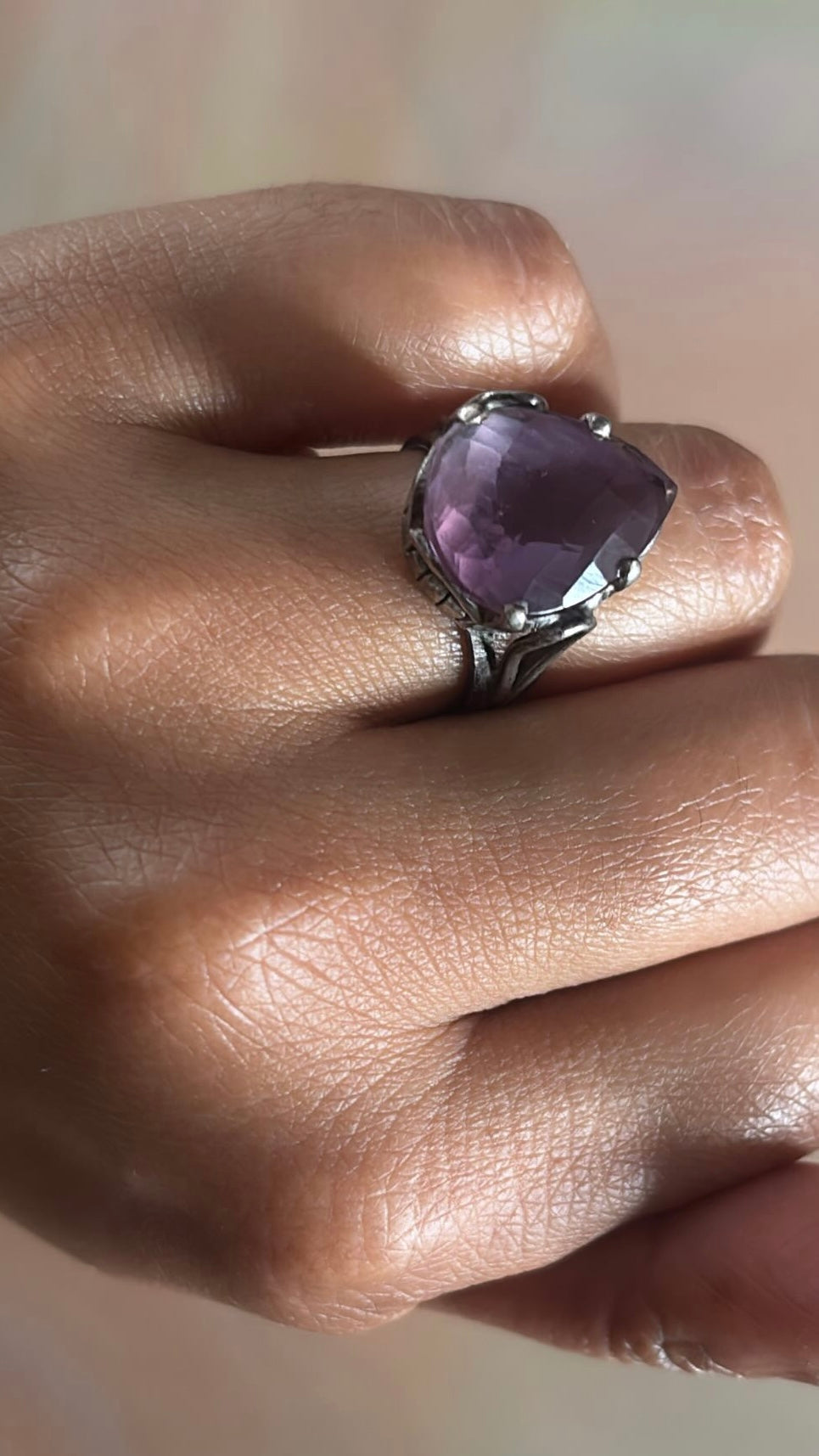 Amethyst and Oxidized Silver Statement Ring