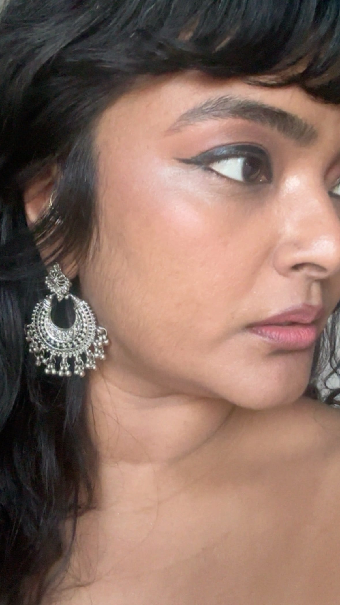 Silver Plated Chandbali Drop Earrings