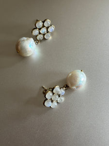 Moonstone and Pearl Drop Earrings