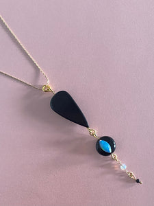 Universe! Black Onyx and Opal Drop Necklace